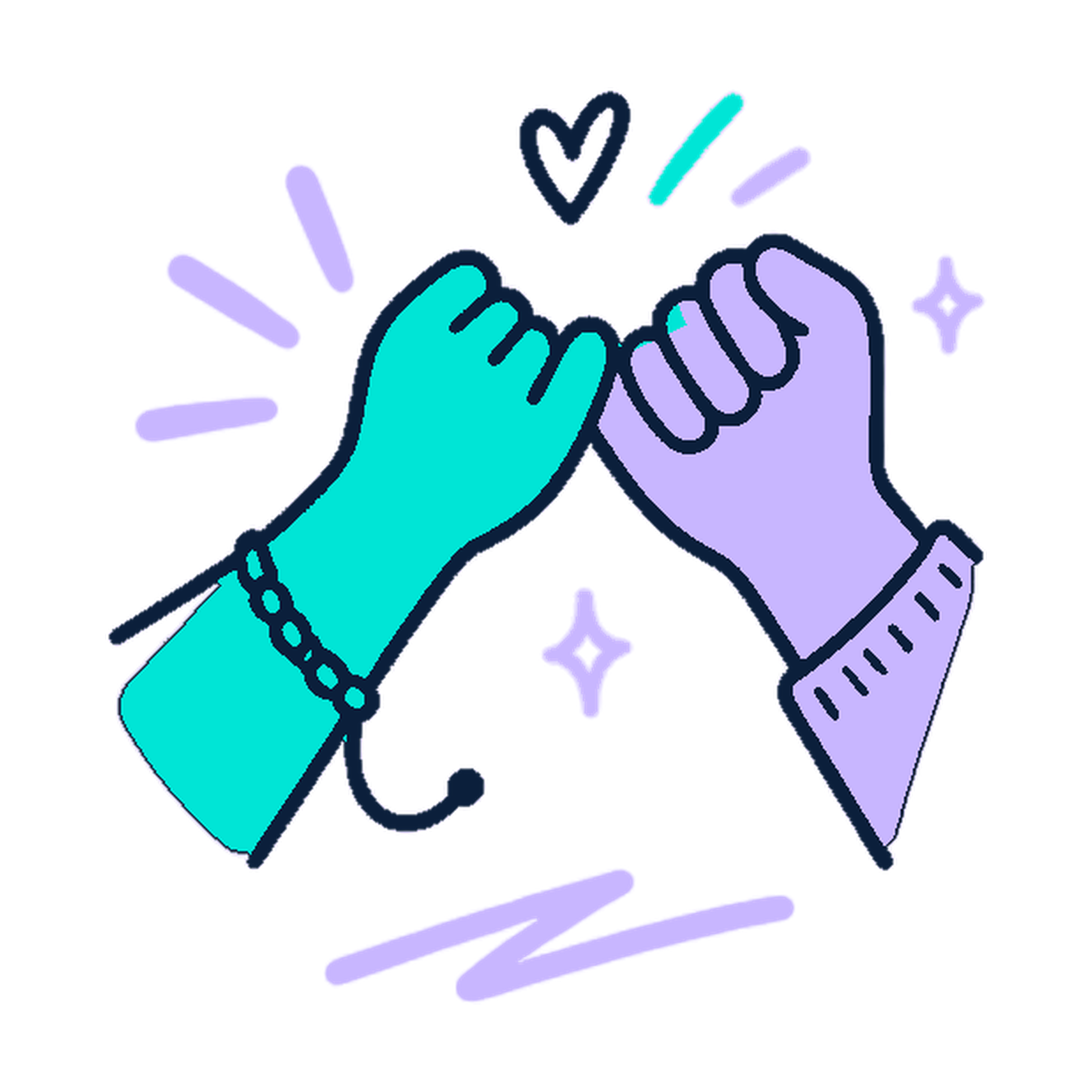 Two hands locking pinkies on a promise